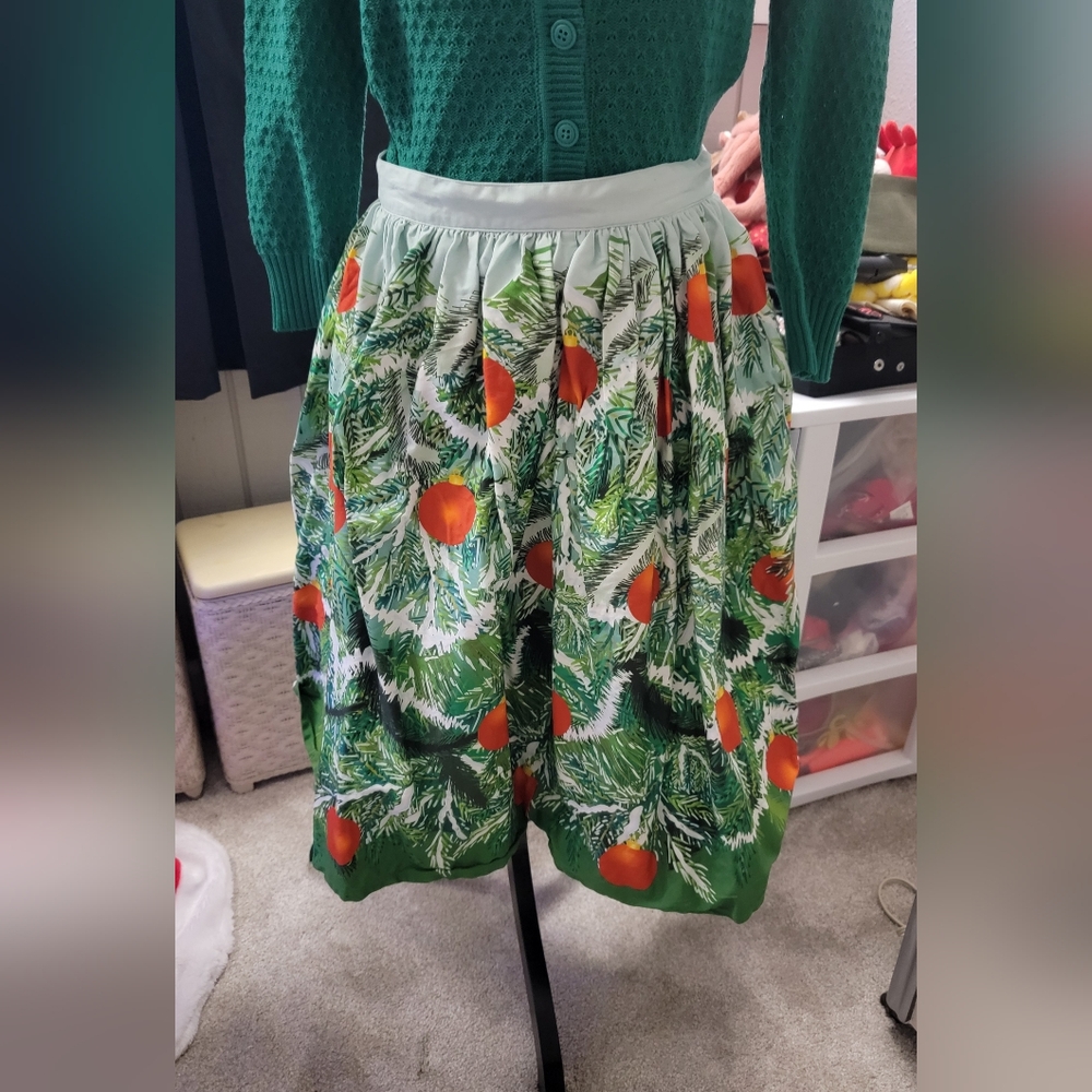 Unique Vintage Christmas Ornament & Garland Swing Skirt